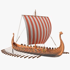 3D Viking Drakkar Sail Red