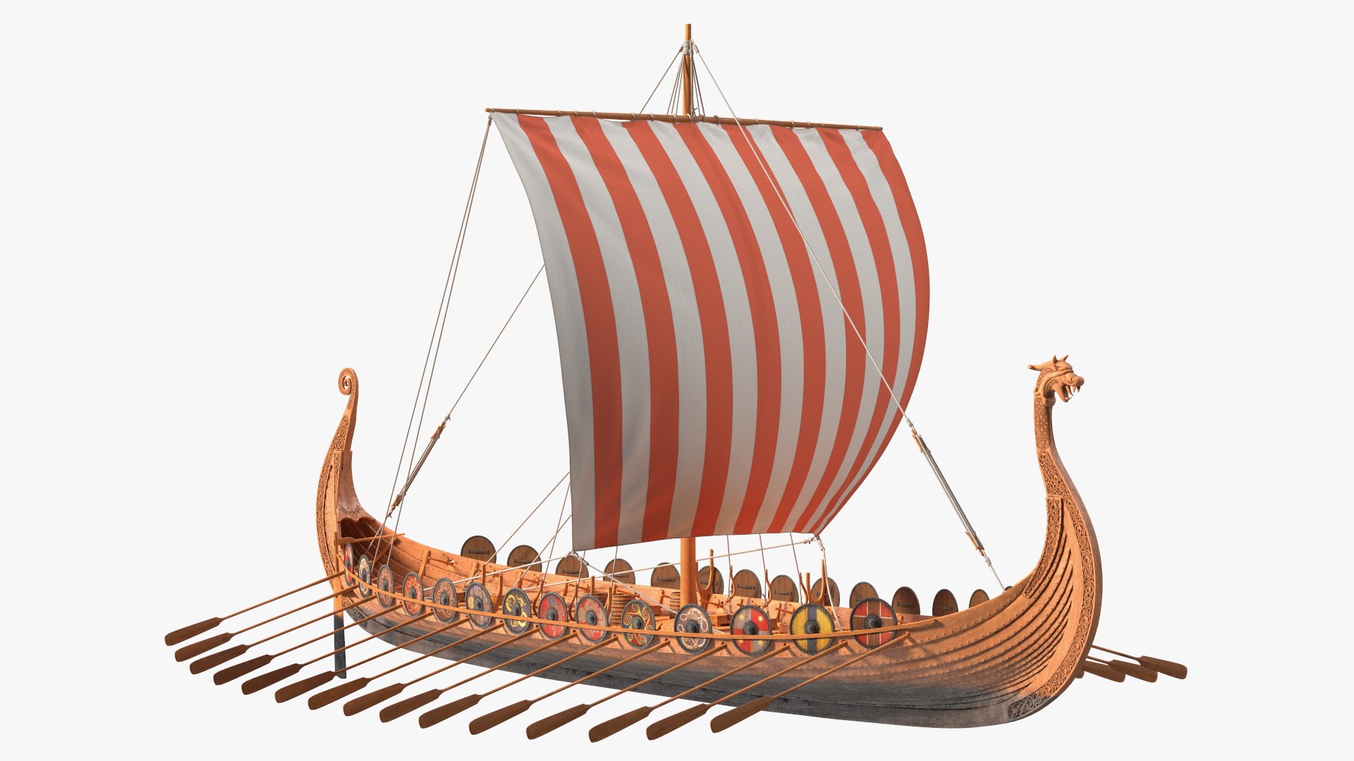 Viking Drakkar Sail Red 3D model preview