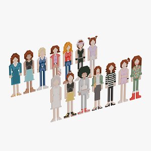 Pixel People Women 3D model