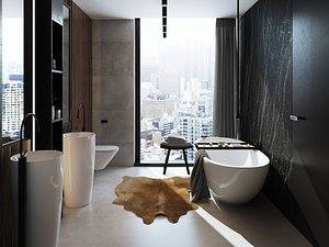 3D model interior bath bathroom