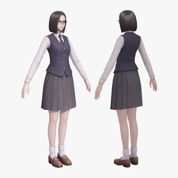 3D school girl model