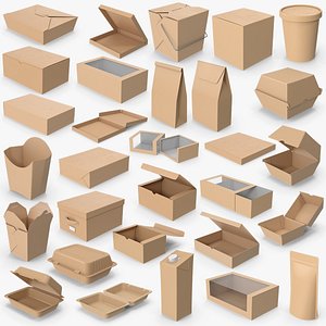30 Food Containers Boxes Packages Collection 3D model