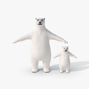 Polar Bear Family 3D model
