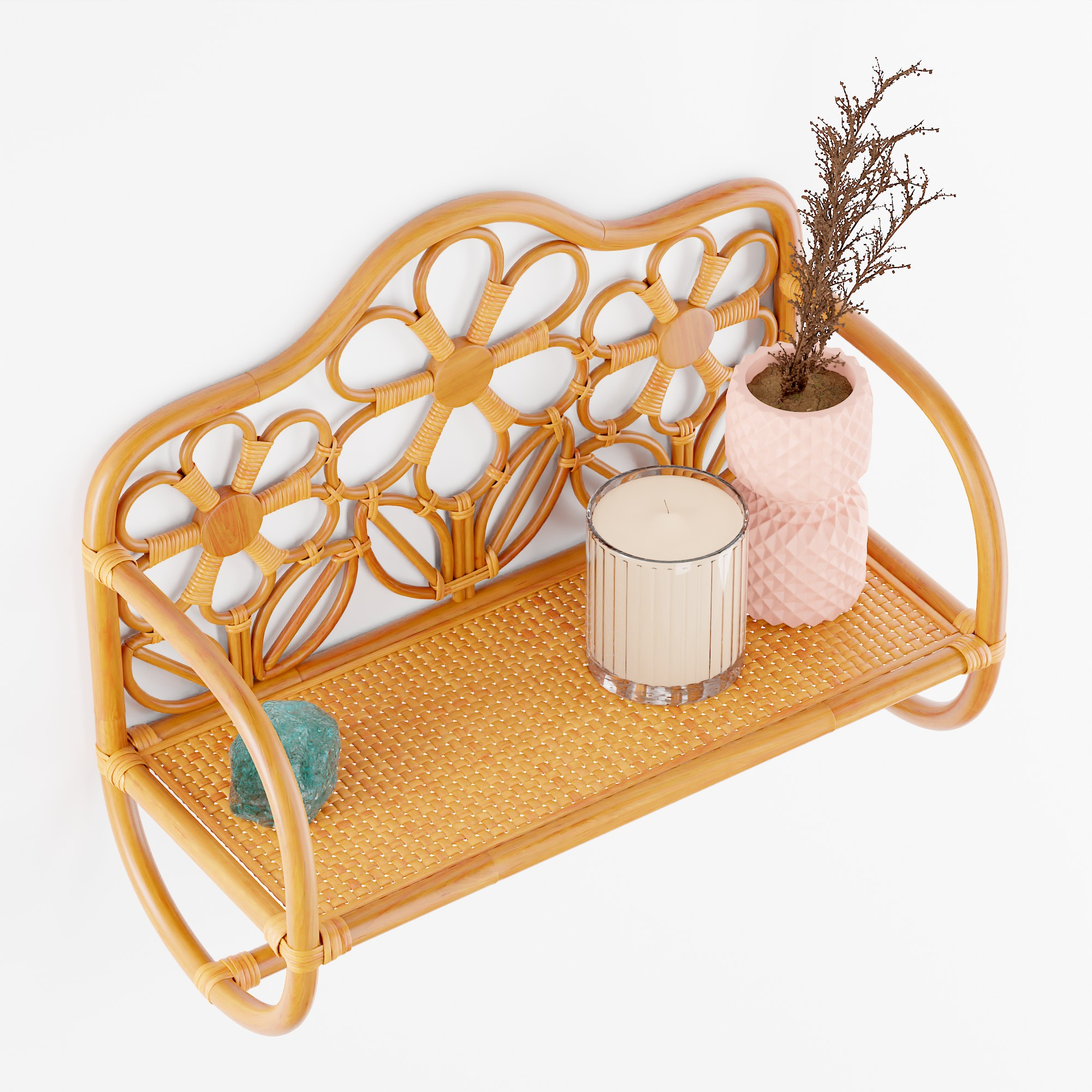 3D model Rattan Daisy Wall Shelf TurboSquid 1714518