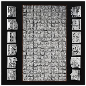 Panel Big decorative cube Hieroglyphs  n5 3D