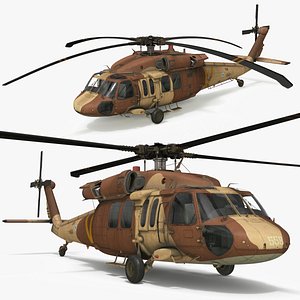 3D model Sikorsky Black Hawk Tactical Utility Helicopter Brown Used