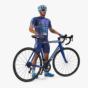 cyclist athlete blue suit 3D model