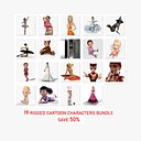 Paquete de 19 personajes animados articulados