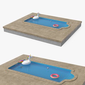 3D Backyard Pool Shallow Entry Water Floats