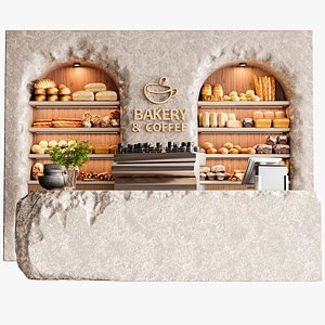 Bakery design project with a stone bar counter 3D model