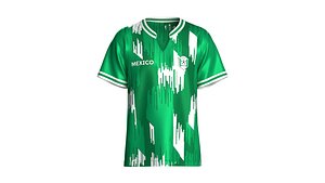 3D Men Green Emerald Glitch Abstract Mexico Jersey model