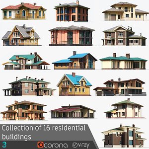 16 Residential houses 3D Model Pack