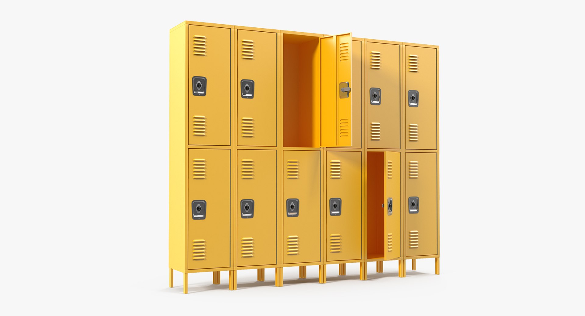 Commercial Lockers Two Row 3D model preview