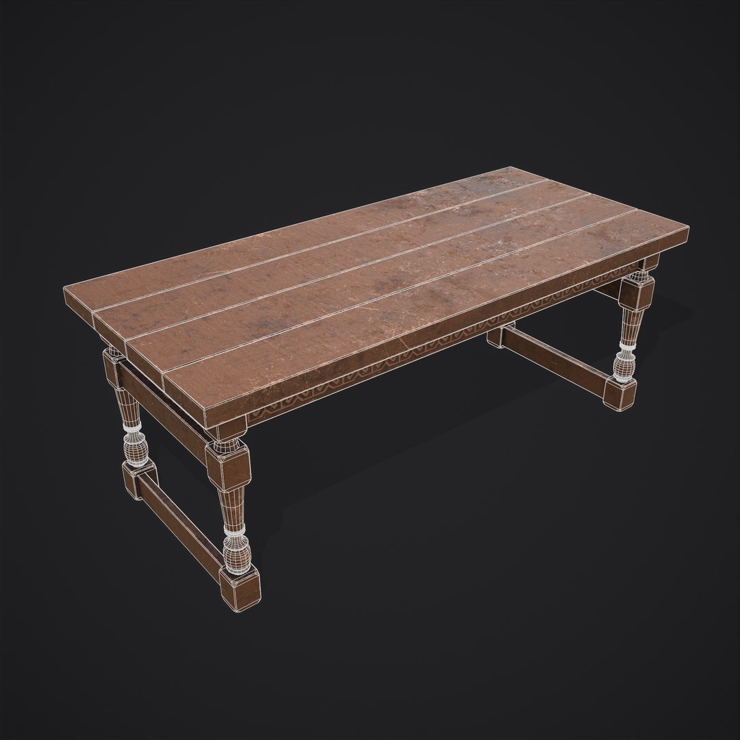 3D Elegant Long Table - TurboSquid 1813683