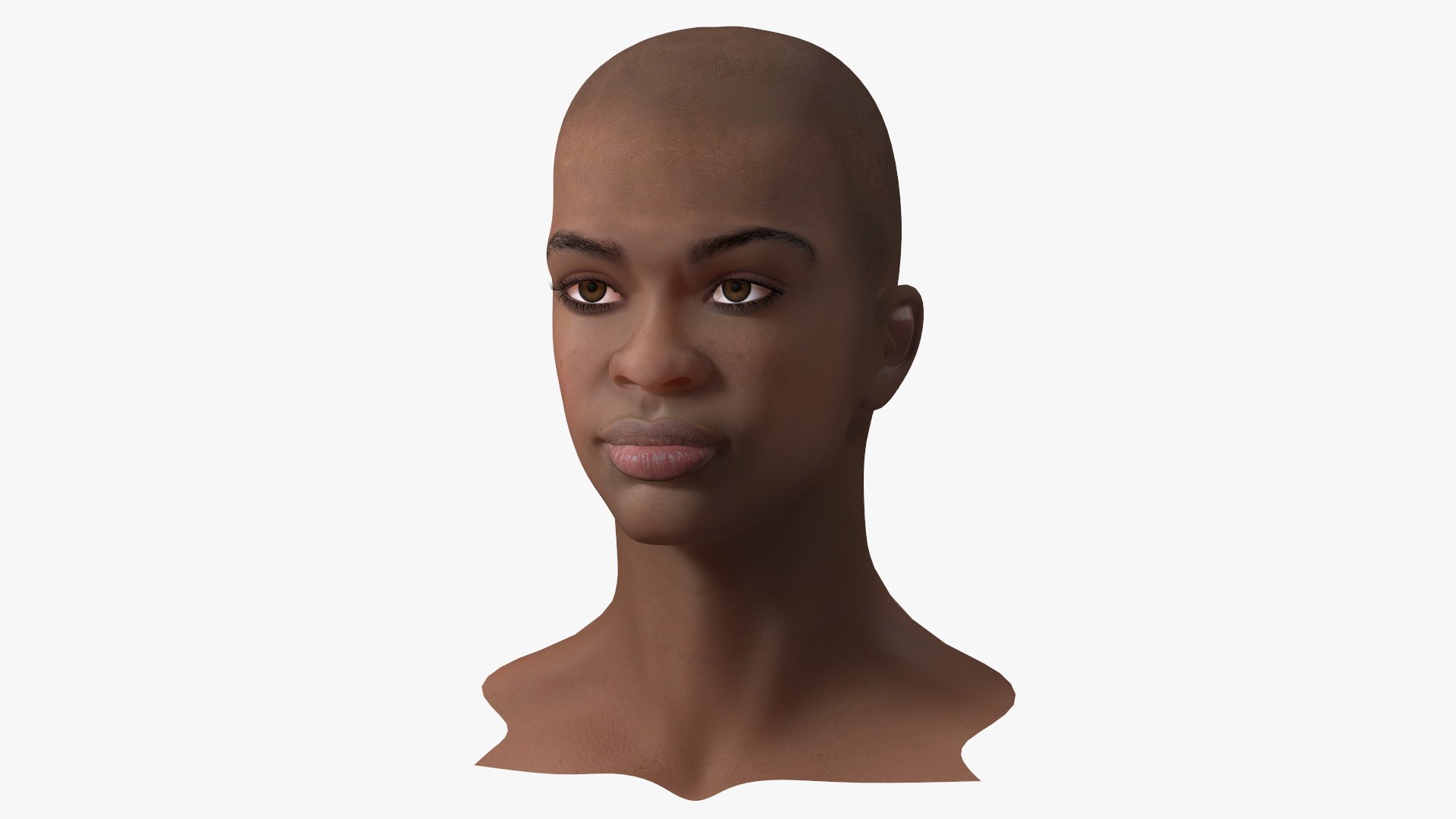 Dark Skin Teenager Head 3D model preview