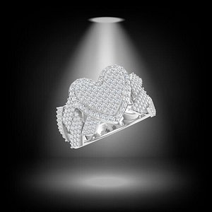 3D model HEART CUBAN RING