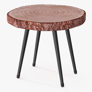 Round Wood Slice Table Brown