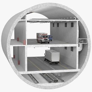 Two Level Tunnel Cross Section with Cars
