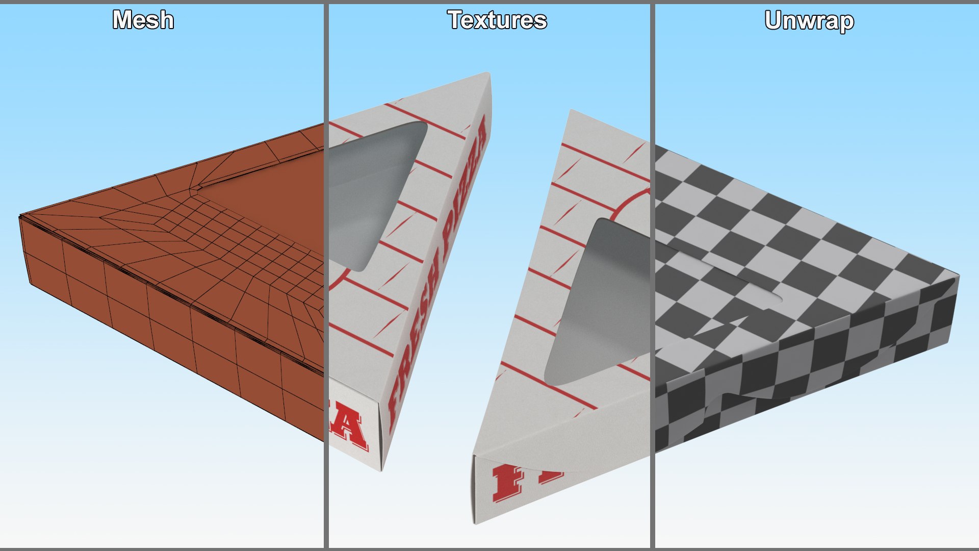 Triangle Pizza Slice Packaging Box With Window 3D Model - TurboSquid ...