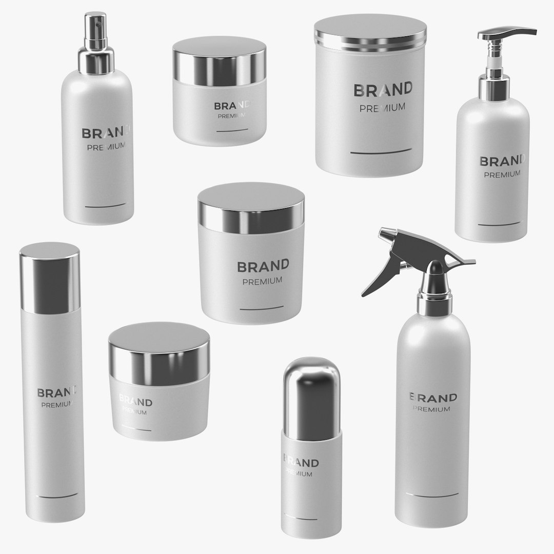 Cosmetic Package Set White 3D model preview