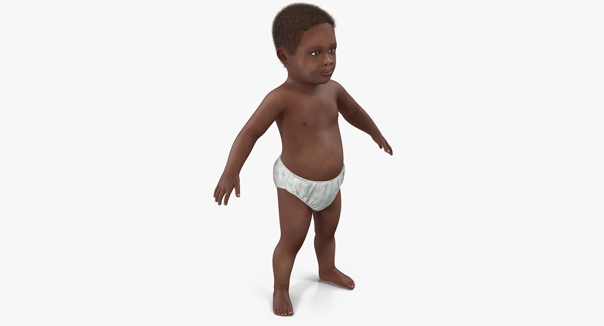 African American Baby with Fur 3D Model preview
