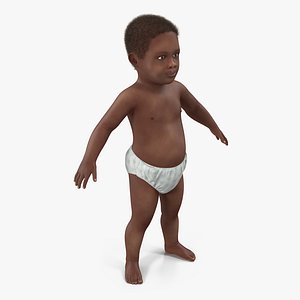 African American Baby with Fur 3D Model