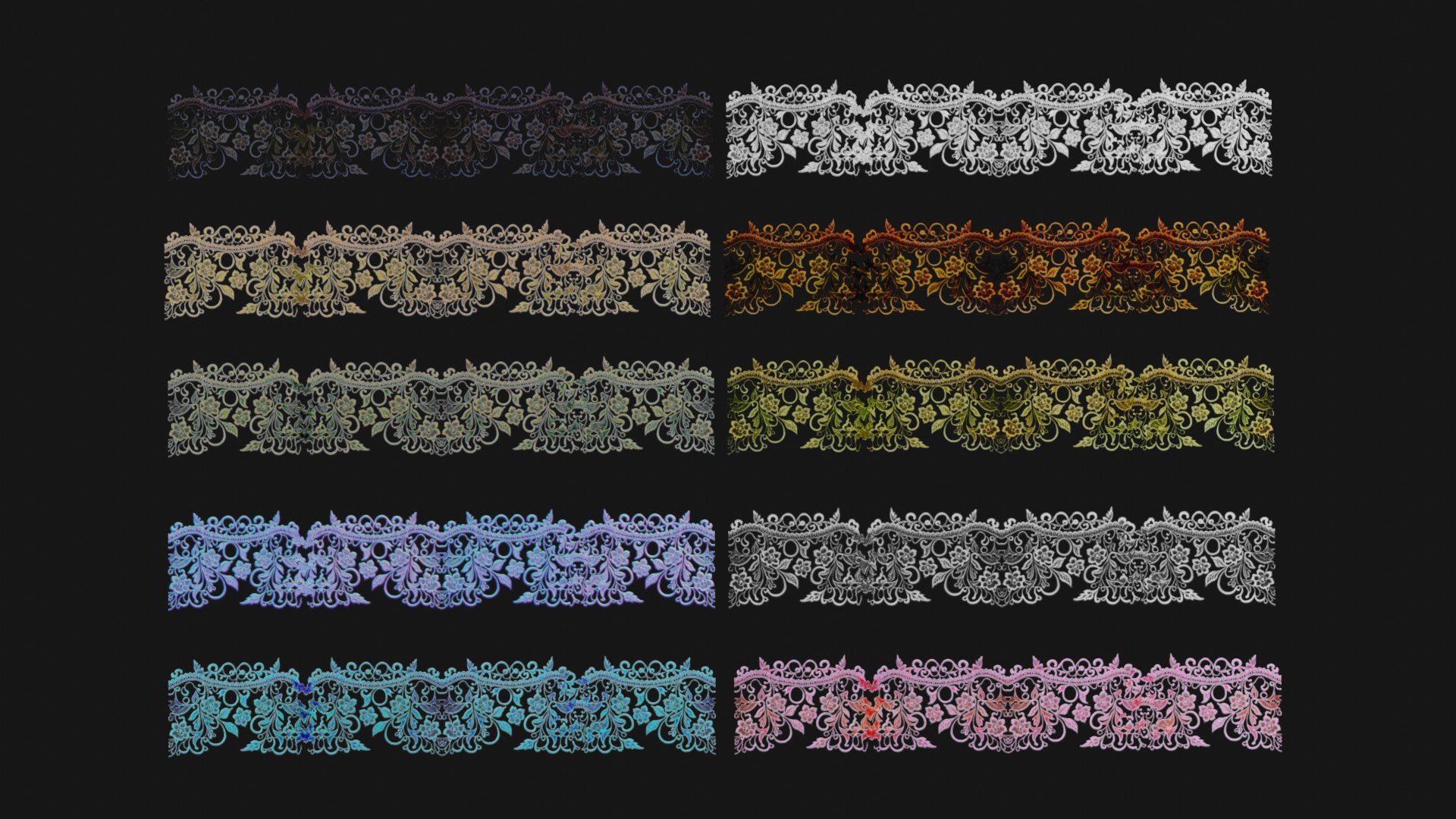 10 Lace Borders And Trims Materials Textures 3D Model - TurboSquid 2069869