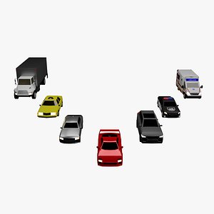 3D Rigged Low Poly Car Collection