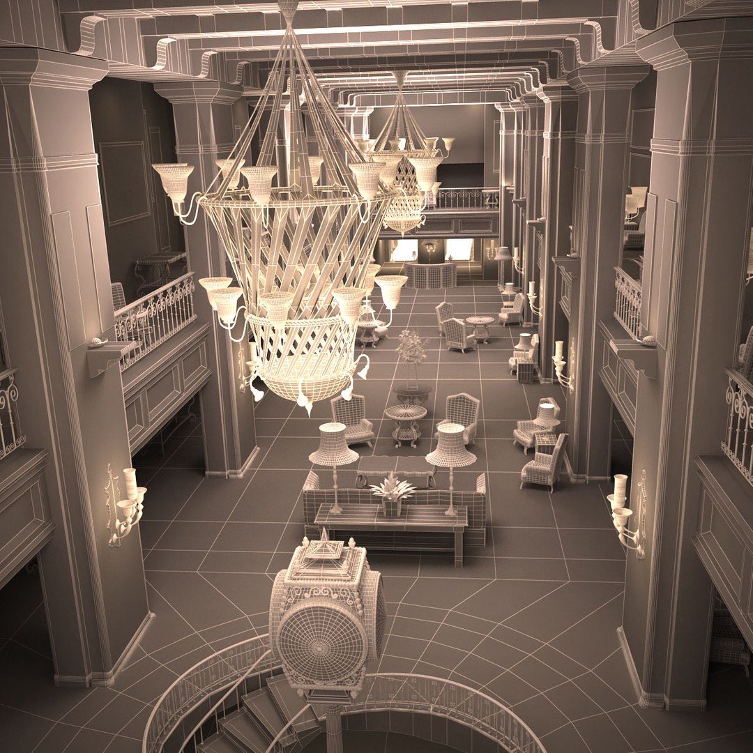 3d Model Hotel Lobby Modeled