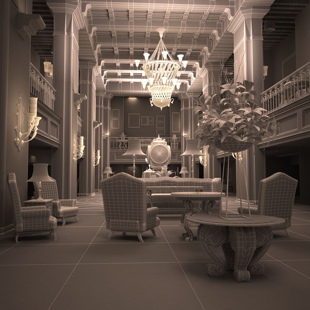 3d Model Hotel Lobby Modeled