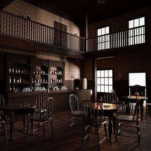 Western Saloon Interior 3d Scene