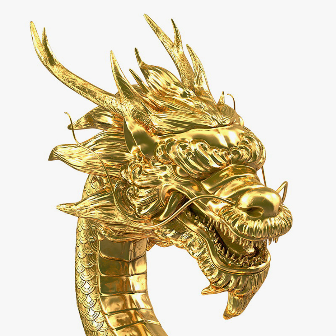 Китайский золотой дракон 3d