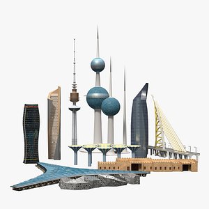 Kuwait Landmark 3D Models Bundle Modern and Iconic Pack 3D Model Collection