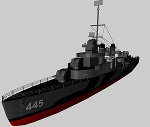 3d model of uss dd445 flecher