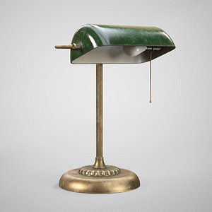 3D model Vintage Banker Lamp - Retro Office Desk Lamp