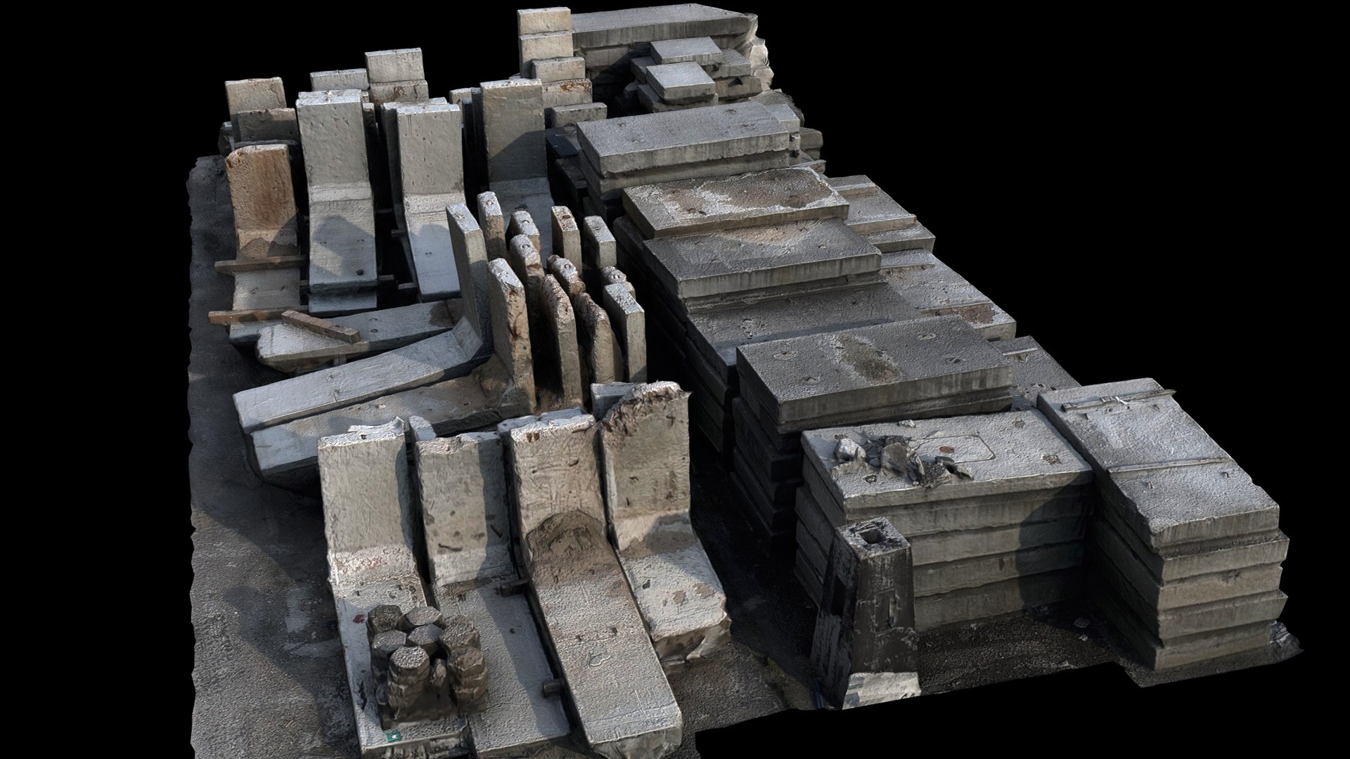 Concrete Large Blocks Storage Construction-site Photogrammetry 3D Model ...