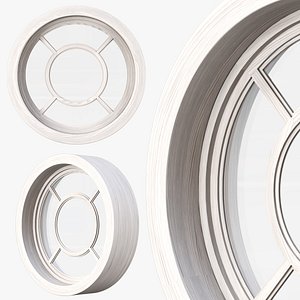 Wooden round window V2 3D model