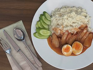 3D plate food egg sauce