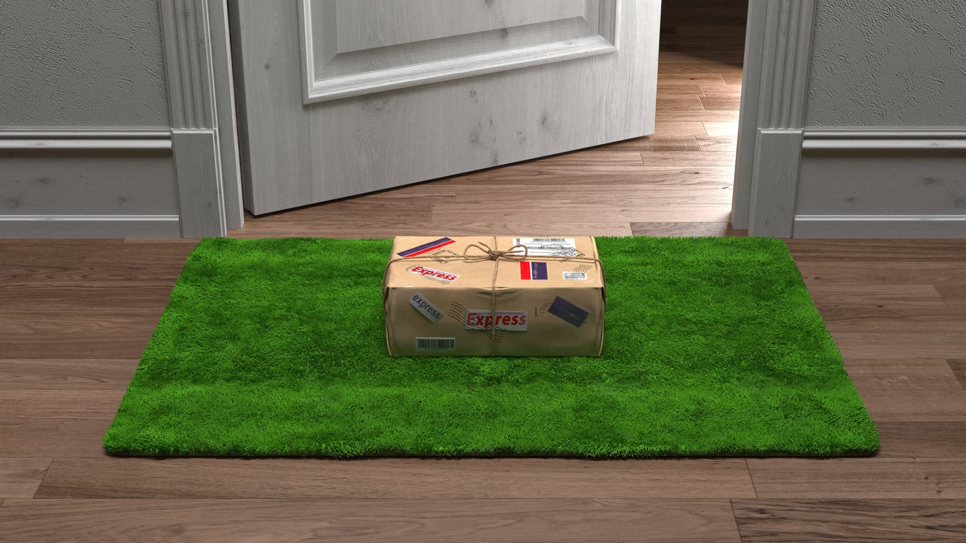 Mail Package on Doormat 3D model preview