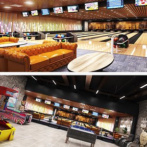 3D model realistic bowling arcade center
