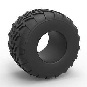 3D Diecast Monster Jam tire 11 Scale 1 to 25