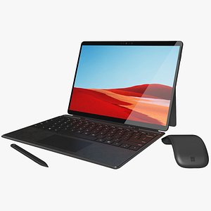 Microsoft Surface Pro X + Signature Type Cover & Arch Mouse & Pen (Rigged & Animated)