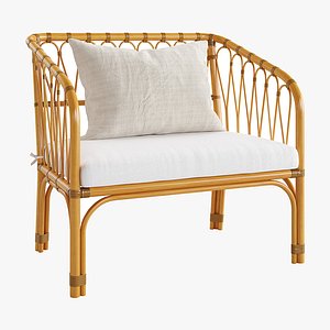 Malu vintage-style rattan children bench