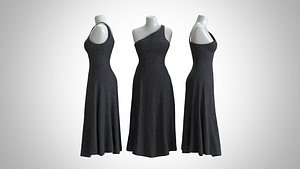 3D Woman Dress 2 Black Lavender