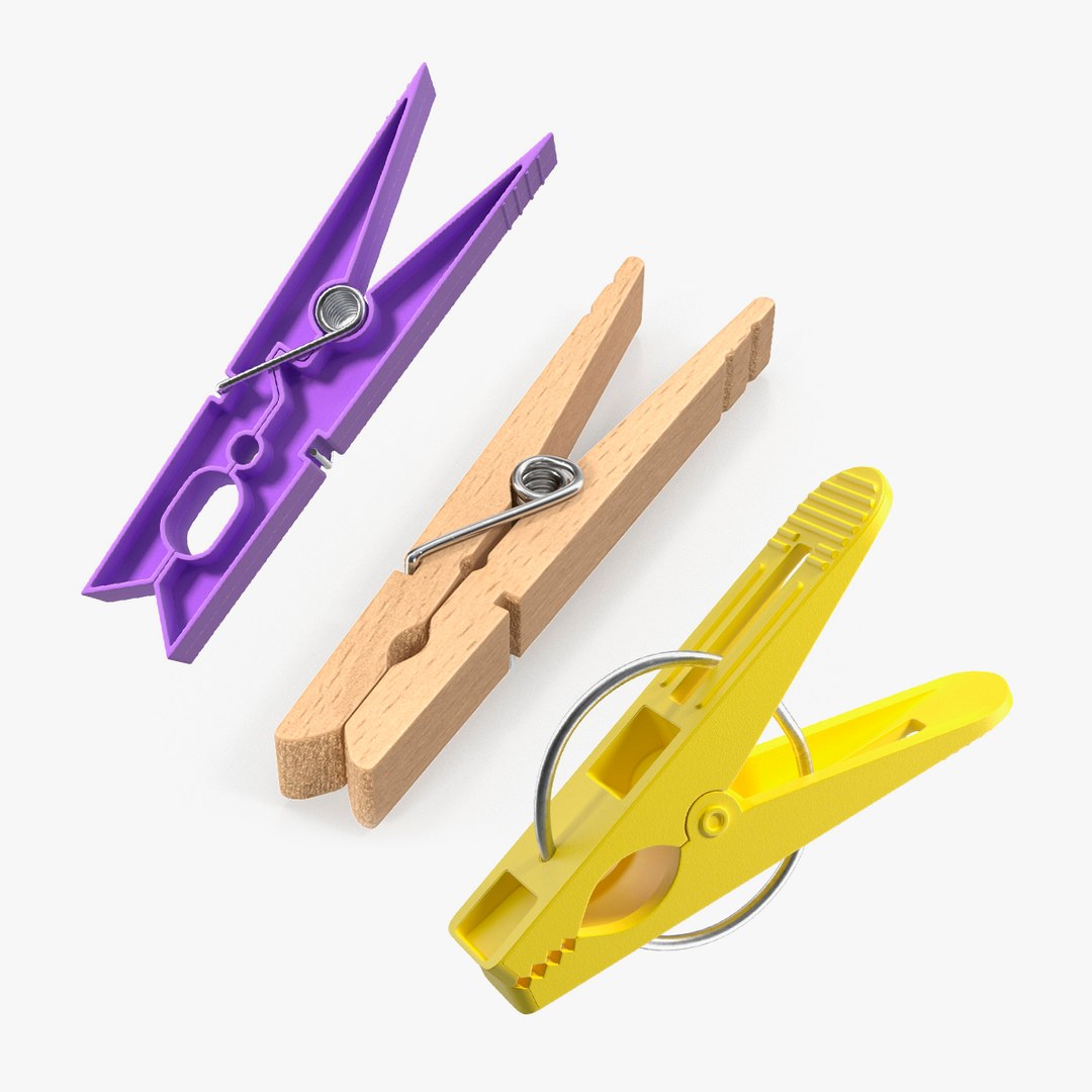 Clothespins Collection 2 3D model preview