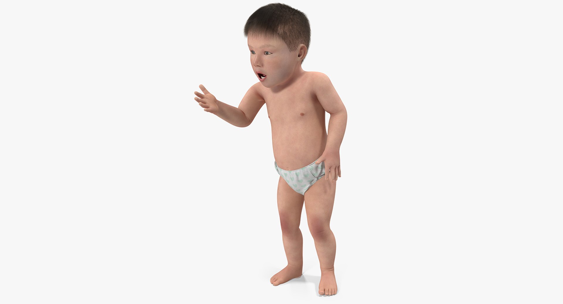 Asian Baby with Fur Rigged 3D Model 3D model preview
