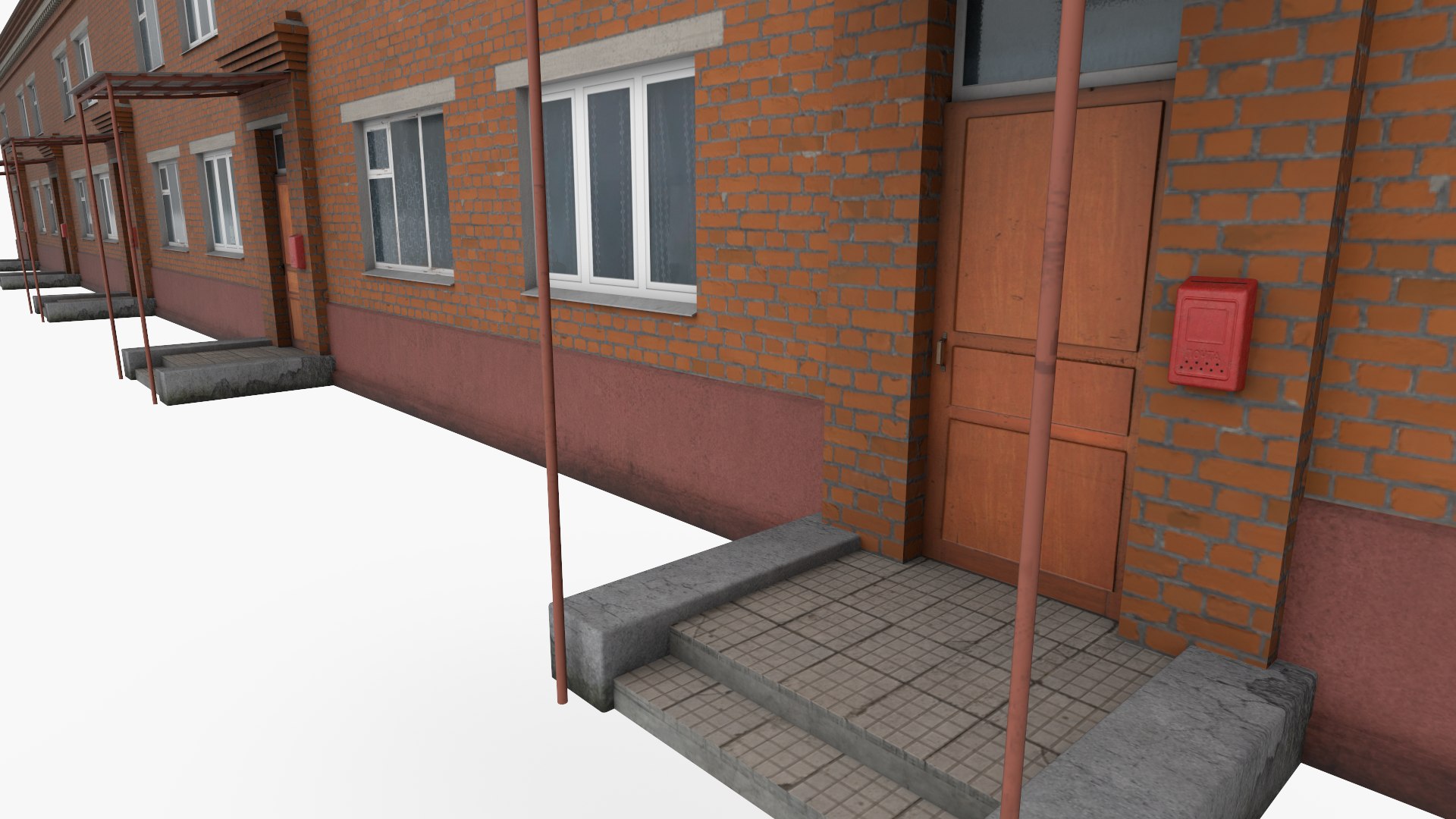 3D Model Two-storey Residental House Wuth Brown Brick - TurboSquid 2187449
