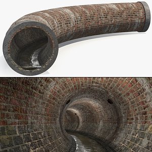 3D Brick Sewer 90 Degrees Turn 10m model