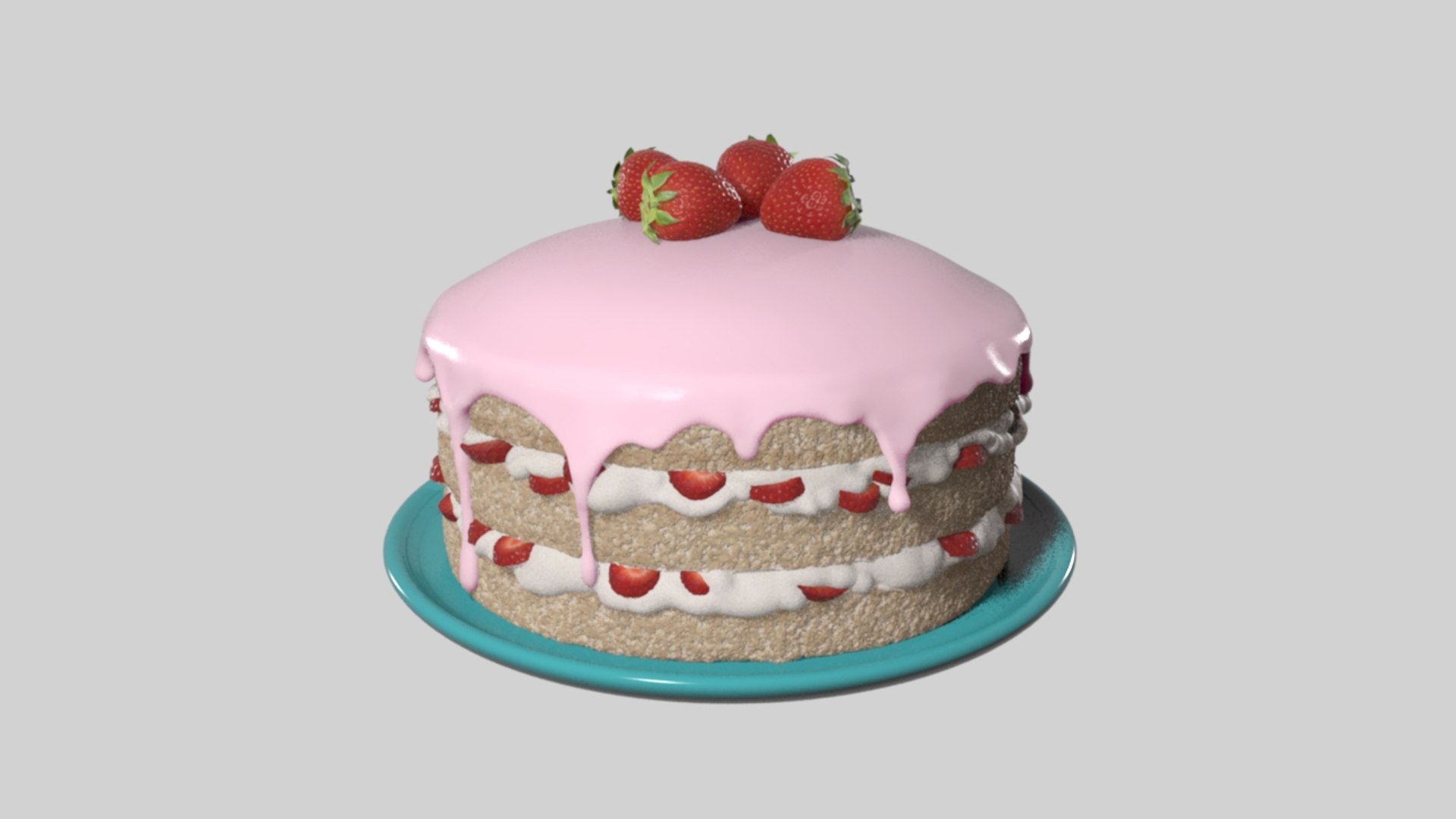 Cake Strawberry 3d Obj