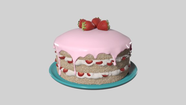 cake strawberry 3d obj